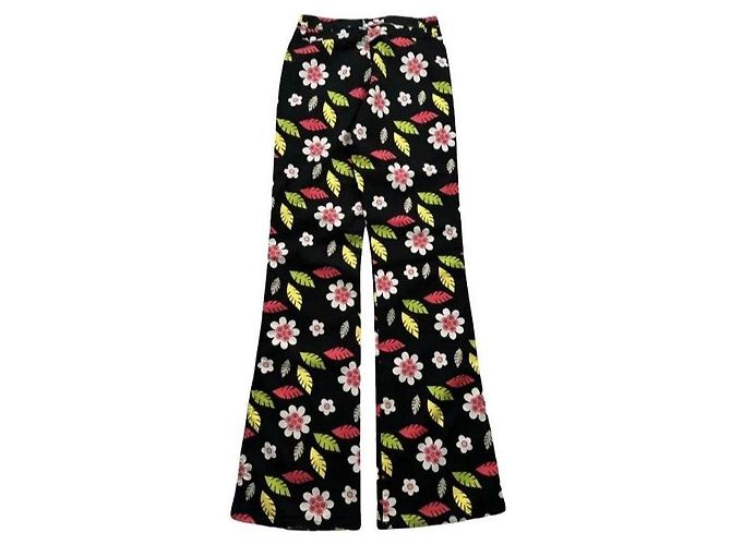 Moschino Jeans Vaqueros acampanados negros estampado floral Rosa Blanco Verde - vista 5