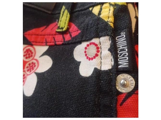 Moschino Jeans Vaqueros acampanados negros estampado floral Rosa Blanco Verde - vista 7