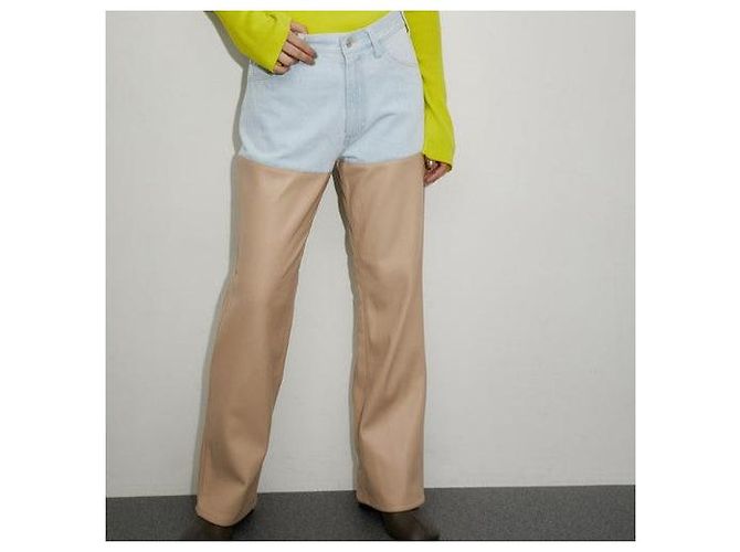 Autre Marque Pantaloni in denim e similpelle PROVOKE Beige - vista 3