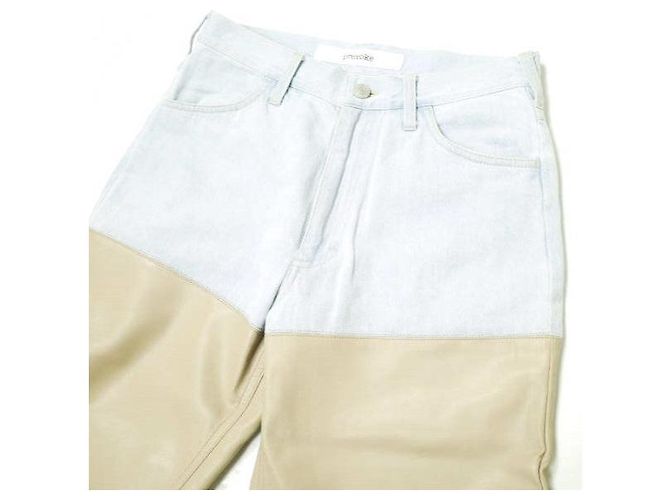 Autre Marque Pantaloni in denim e similpelle PROVOKE Beige - vista 5