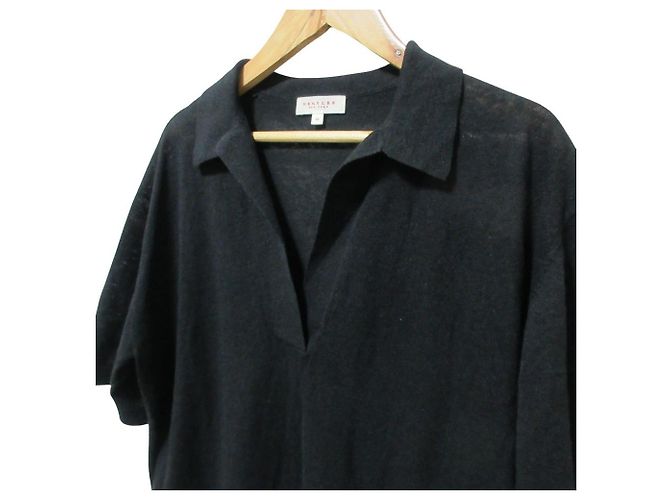 Autre Marque DemyLee Strickpullover mit kurzen Ärmeln aus Leinenmischung Schwarz - Ansicht 4