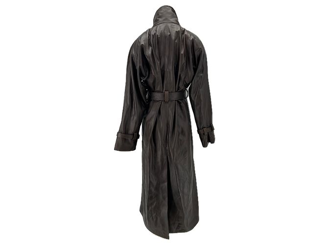 Autre Marque Brauner Leder-Trenchcoat - Ansicht 2