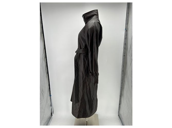 Autre Marque Brauner Leder-Trenchcoat - Ansicht 3