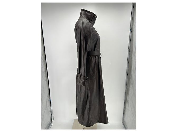 Autre Marque Brauner Leder-Trenchcoat - Ansicht 4