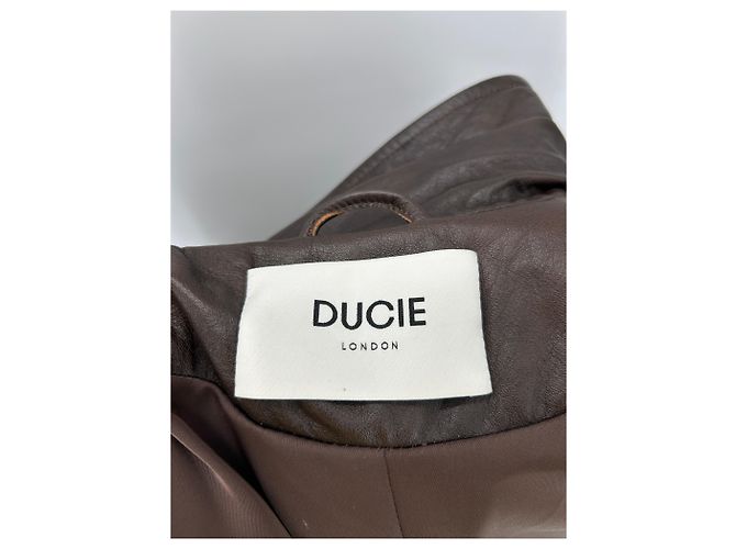 Autre Marque Brauner Leder-Trenchcoat - Ansicht 5