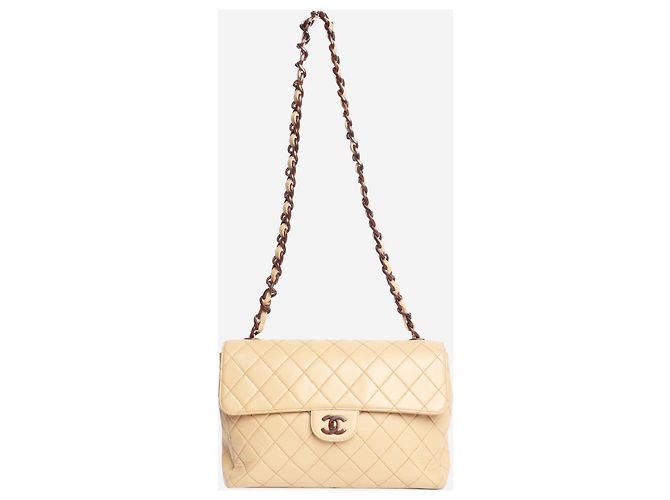 Chanel Beige Vintage 2000 Lammleder Klappentasche Braun - Ansicht 2