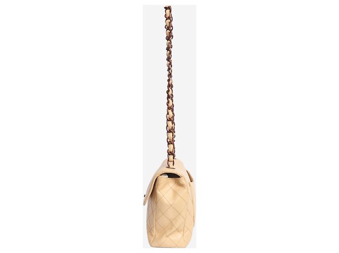 Chanel Beige Vintage 2000 Lammleder Klappentasche Braun - Ansicht 4