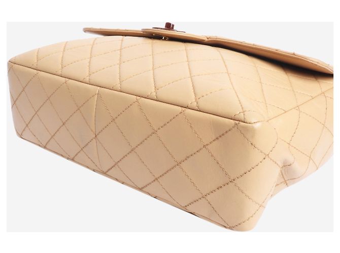 Chanel Beige Vintage 2000 Lammleder Klappentasche Braun - Ansicht 5
