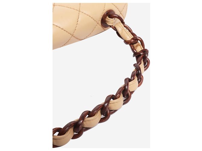 Chanel Beige Vintage 2000 Lammleder Klappentasche Braun - Ansicht 8