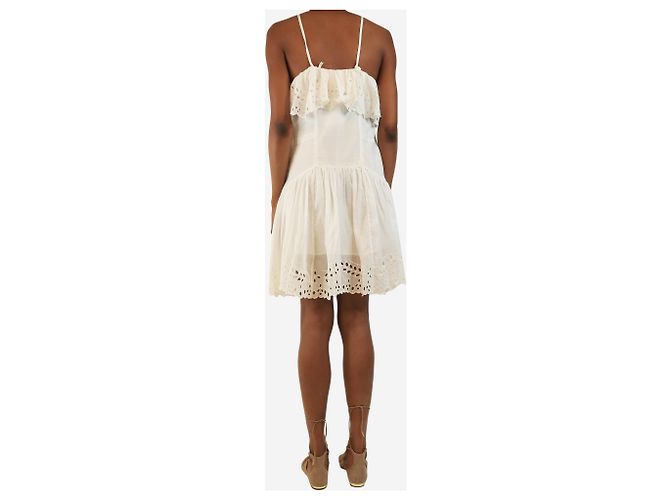 Isabel Marant Etoile Minivestido de voile de algodón blanco con broderie anglaise - talla UK 8 - vista 2