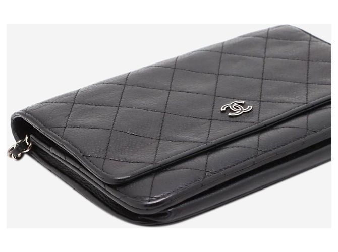 Chanel Portafoglio con catena in caviar nero 2016 - vista 3