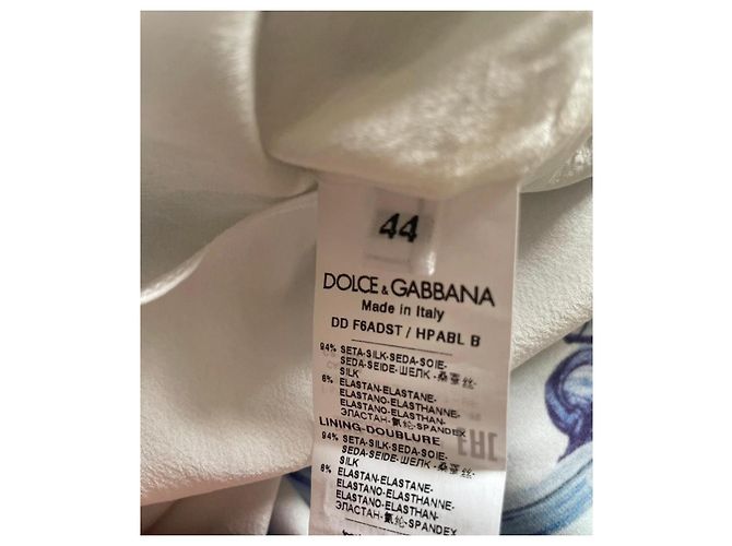 Dolce & Gabbana Blu Mediterraneo Majolica Seidenmaxikleid Weiß Blau - Ansicht 10