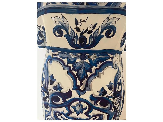 Dolce & Gabbana Blu Mediterraneo Majolica Seidenmaxikleid Weiß Blau - Ansicht 6