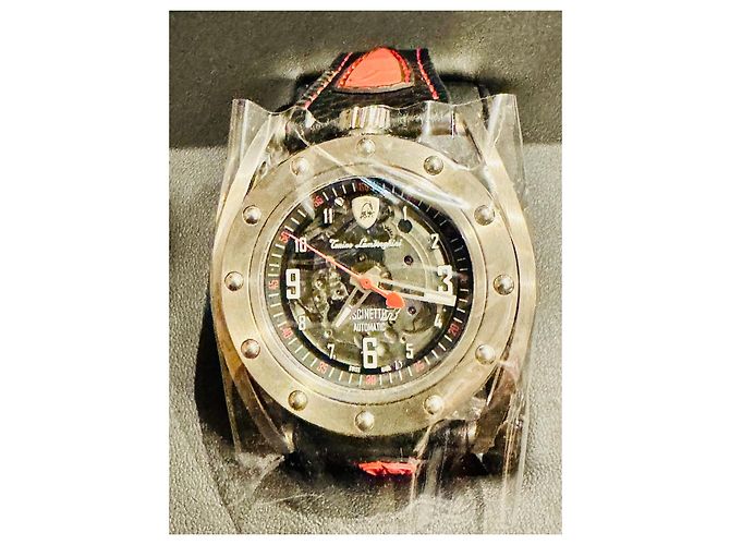 Tonino Lamborghini Cuscinetto Relógio Automático Preto Vermelho Hardware prateado - vista 2