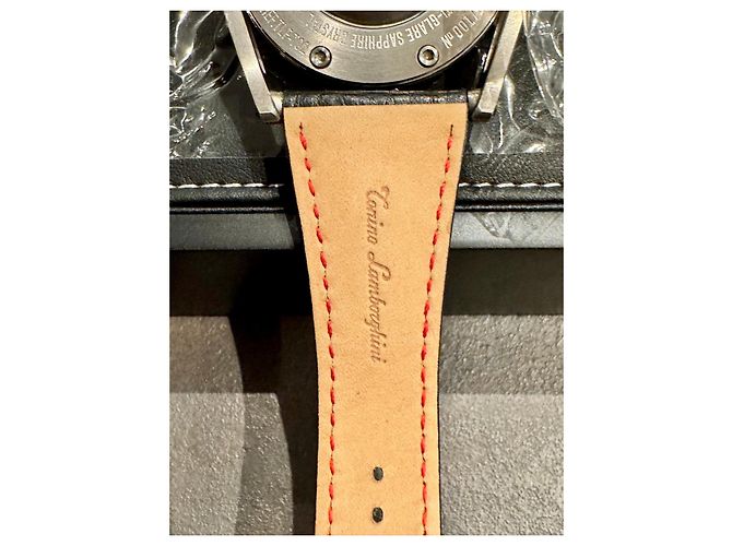 Tonino Lamborghini Cuscinetto Relógio Automático Preto Vermelho Hardware prateado - vista 9