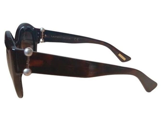 Gafas de sol Lanvin de acetato marrón con perlas Castaño - vista 6