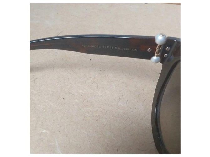 Gafas de sol Lanvin de acetato marrón con perlas Castaño - vista 8