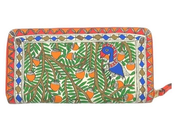 Tory Burch Cartera con cremallera estampada Castaño Blanco Roja Azul Verde Naranja - vista 4