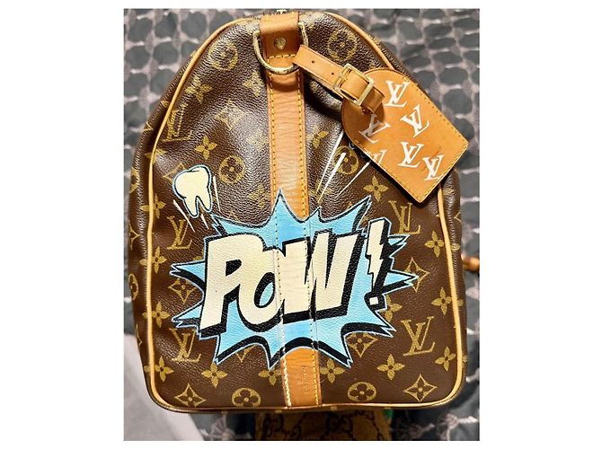 Louis Vuitton Keepall Bandoulière 55 Mike Tyson vs Mickey Monogram Marrone Multicolore - vista 5