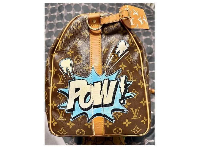 Louis Vuitton Keepall Bandoulière 55 Mike Tyson vs Mickey Monogram Marrone Multicolore - vista 6