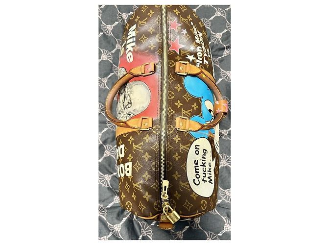 Louis Vuitton Keepall Bandoulière 55 Mike Tyson vs Mickey Monogram Marrone Multicolore - vista 7
