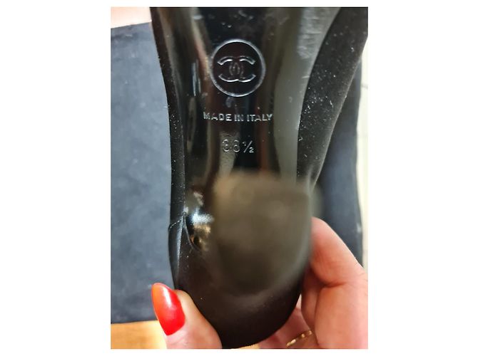 Chanel Stivaletti in raso nero con fiocco - vista 4