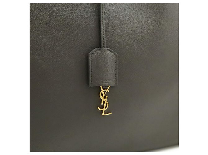 Borsa a tracolla in pelle grigia Yves Saint Laurent Marrone - vista 10