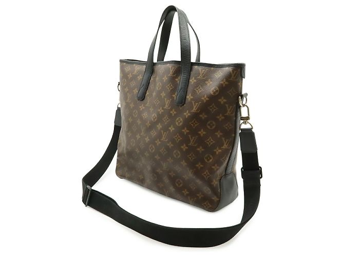 Borsa Tote Louis Vuitton Monogram Macassar Davis Marrone Nero - vista 3