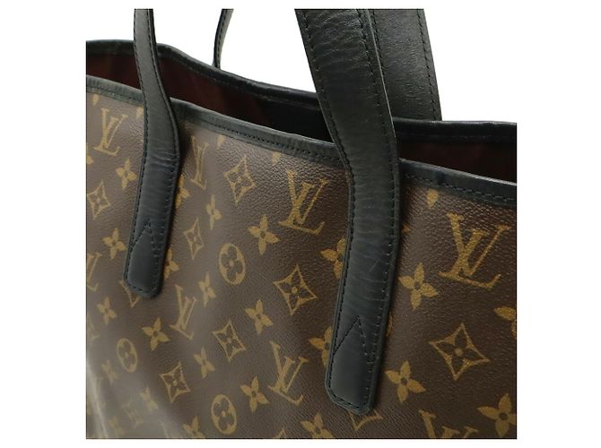 Borsa Tote Louis Vuitton Monogram Macassar Davis Marrone Nero - vista 8