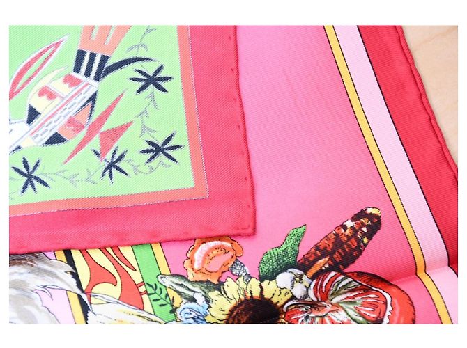 Carré Hermès Kachina di Kermit Oliver 90cm in seta - Rosa Nativo Marrone Nero Bianco Rosso Blu Verde Giallo - vista 11