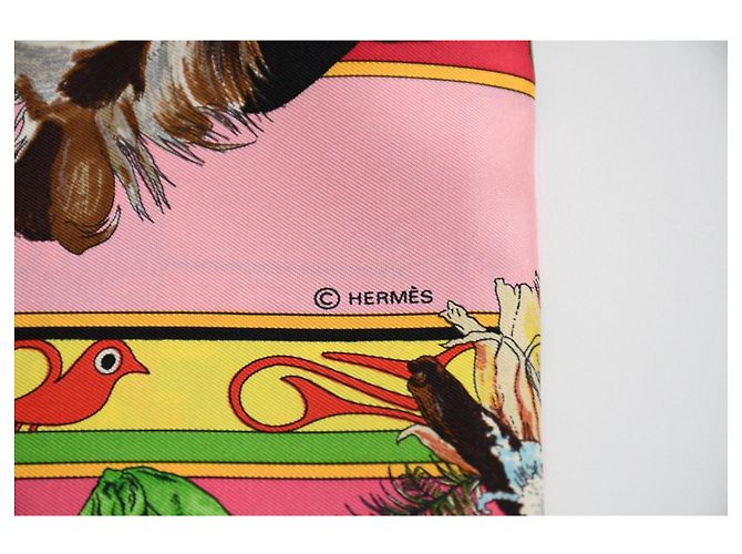 Carré Hermès Kachina di Kermit Oliver 90cm in seta - Rosa Nativo Marrone Nero Bianco Rosso Blu Verde Giallo - vista 13