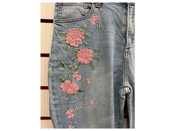 Morganne Bello Vaqueros rectos Morgan azul claro con bordados florales - vista 2