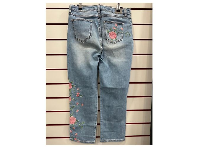 Morganne Bello Vaqueros rectos Morgan azul claro con bordados florales - vista 3