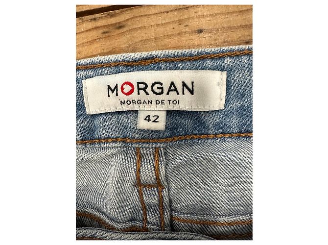 Morganne Bello Vaqueros rectos Morgan azul claro con bordados florales - vista 5