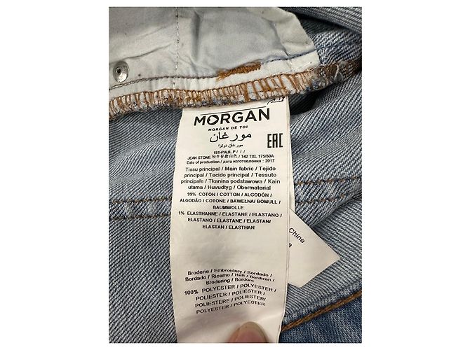 Morganne Bello Vaqueros rectos Morgan azul claro con bordados florales - vista 6