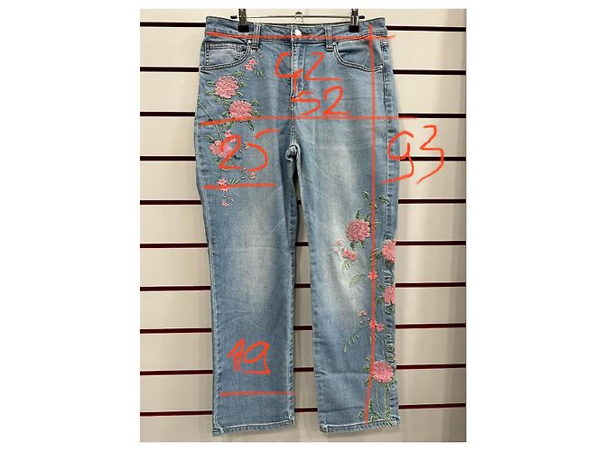 Morganne Bello Vaqueros rectos Morgan azul claro con bordados florales - vista 7