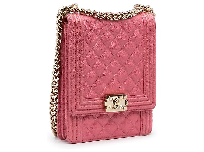 Chanel Boy Flap North South in Caviar Trapuntato Rosa - vista 2