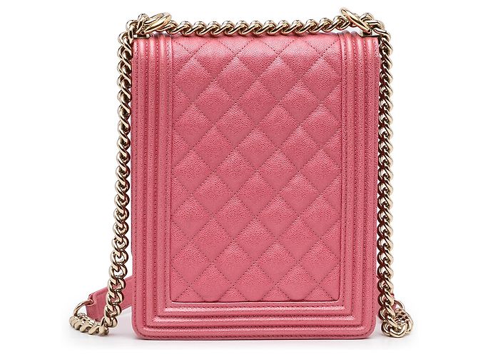 Chanel Boy Flap North South in Caviar Trapuntato Rosa - vista 3