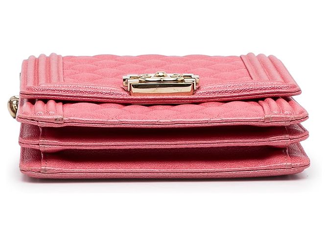 Chanel Boy Flap North South in Caviar Trapuntato Rosa - vista 5