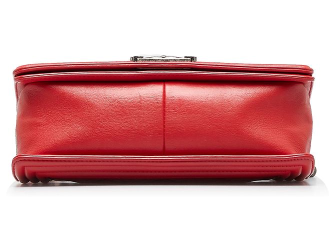 Chanel Red Old Medium Calfskin Double Stitch Boy Flap Rosso - vista 4