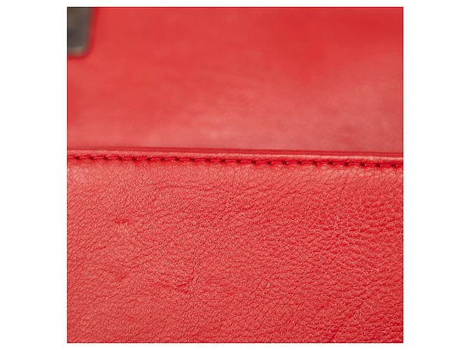 Chanel Red Old Medium Calfskin Double Stitch Boy Flap Rosso - vista 9