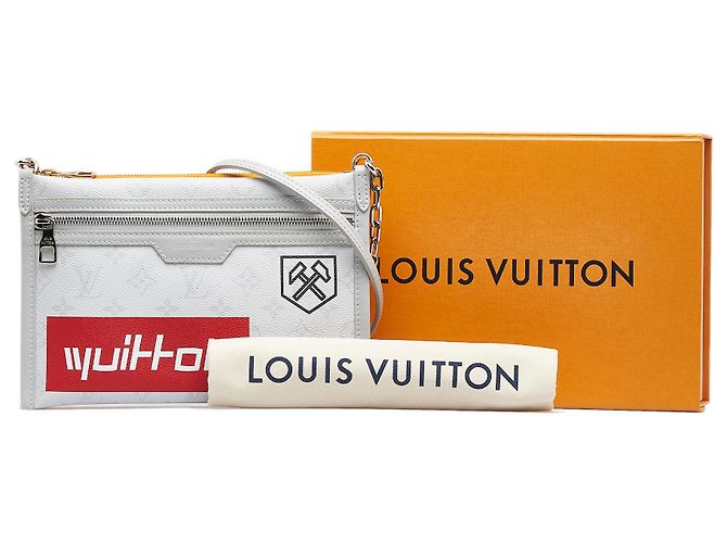 Louis Vuitton Gray Monogram Antartica Double Flat Messenger Marrone Grigio - vista 11