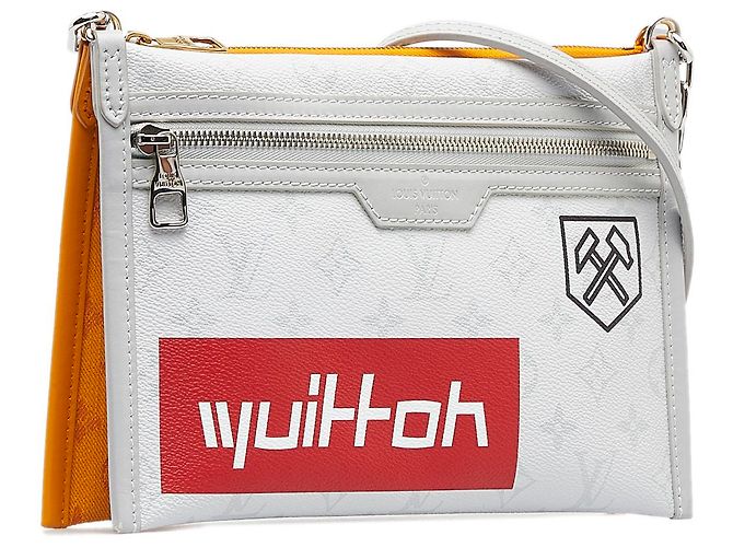 Louis Vuitton Gray Monogram Antartica Double Flat Messenger Marrone Grigio - vista 2