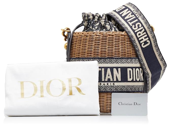 Borsa a secchiello in vimini Dior Brown Oblique Marrone - vista 12