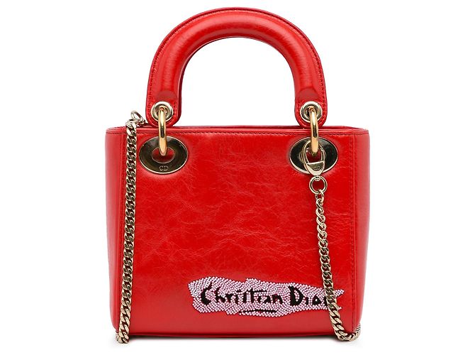 Lady Dior in pelle di vitello rosso con paillettes
Mini - vista 3