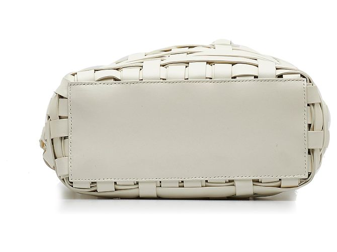 Jil Sander White Woven Leather Basket Tote - view 4