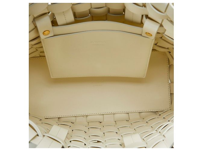 Jil Sander White Woven Leather Basket Tote - view 5
