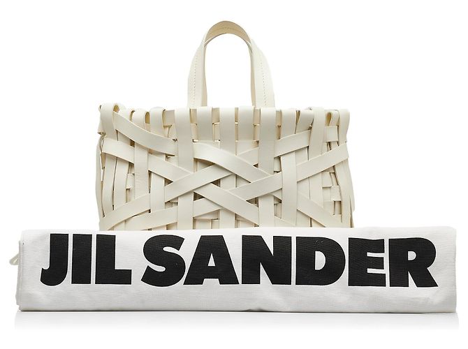 Jil Sander White Woven Leather Basket Tote - view 9