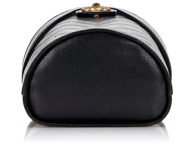Vanity Beauty case Chanel in pelle caviar CC nera Nero - vista 4