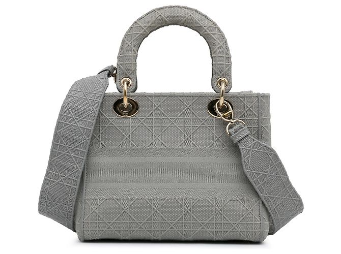 Dior Grau Canvas Cannage Lady D Lite Medium Braun - Ansicht 4